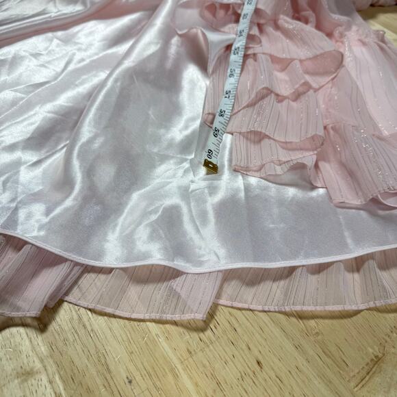 Mac Duggal NWT Beaded Ruffle High Low Gown Ice Pink Size 8 Jeweled Chiffon - Picture 10 of 10